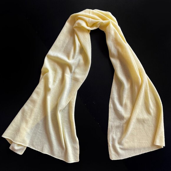 Pure Amici 100% Cashmere Body Wrap Knit Large Scarf Lemon Yellow 25"x71" - Picture 1 of 9